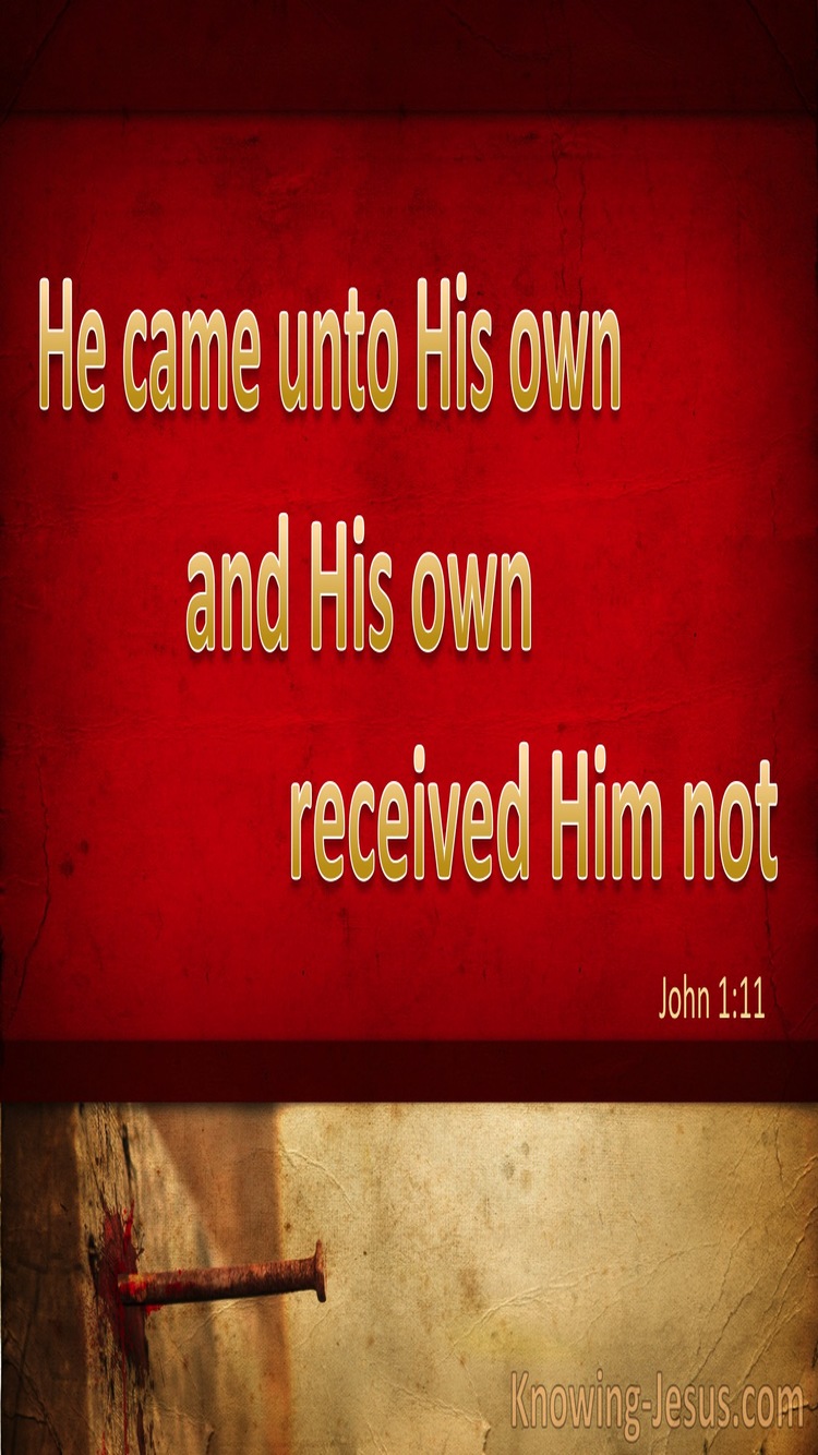 John 1:11 His Own Received Him Not (red) 